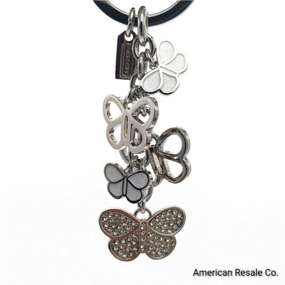 Vintage COACH Multi Butterfly Pave Swarovski Crystal Keychain Purse Charm-Rare - Picture 1 of 5